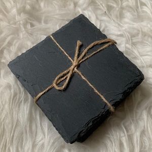 Set of 6 stone drink coasters made of slate - NEW Never used! A great gift!